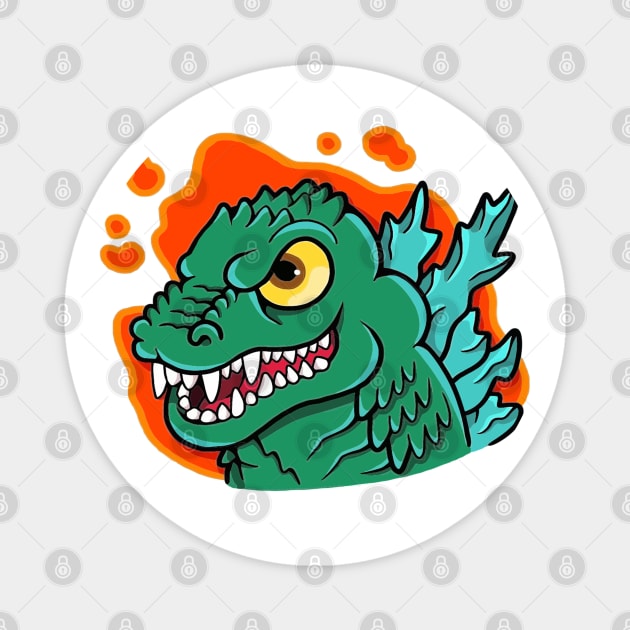 Zilla Head Godzilla Magnet by AnggiePratama